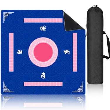 Imagem de Breling Mahjong Mat for Table, Anti Slip and Noise Reduction Table Cover for Mahjong, Large Gaming Mat with Carrying Bag for Poker, Dominoes, Card and Board Games, 31.5" (Blue and White Porcelain)