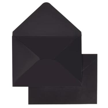 Imagem de CRASPIRE 50 envelopes pretos 12 x 18 cm sem janela com aba em V, cartões de felicitações para formatura, festa de casamento, aniversário, cartões postais formais, envelopes, cheque, carta, escritório