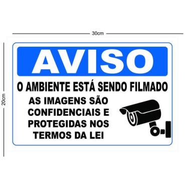 Imagem de Placa informativa aviso ambiente filmado - CRIATIVA ADESIVOS