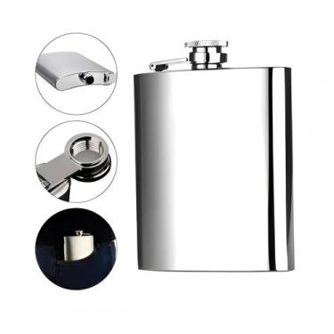 Imagem de Cantil de Bolso Aço Inox Porta Bebida Resistente 240ml - Carisma
