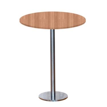 Imagem de Mesa Pisa Beta Bistrô Fratini 107,50cm (A) Disco Redondo Inox Tampo MDP Redondo Noce Nat 70cm (L)