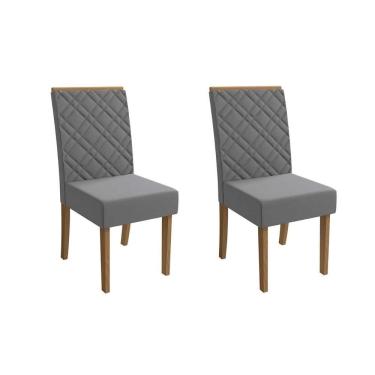 Imagem de Kit 2 Cadeiras de Cozinha Gardênia 2CAD149 Madeirado 2 Un Canela/Suede Cinza - Kappesberg