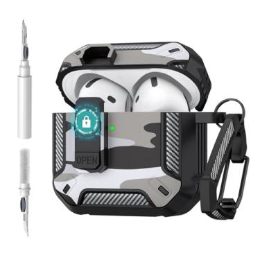 Imagem de Wanme Capa para AirPods 4, capa protetora rígida à prova de choque compatível com Apple AirPods 4ª geração para mulheres e homens, capa de proteção total para Airpod 4 com kit de limpeza, chaveiro