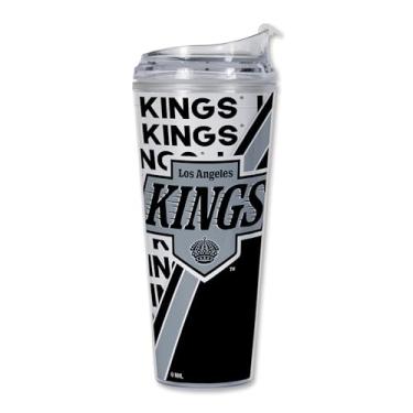 Imagem de Rico Industries Copo de acrílico NHL Hockey Los Angeles Kings 680 g com tampa articulada, copo de parede dupla oficialmente licenciado com canudo