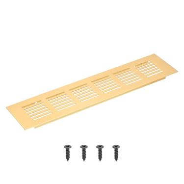 Imagem de PATIKIL Grade de ventilação retangular de 25 x 6 cm, tampa de ventilação de alumínio com parafusos de montagem para guarda-roupa de porta de armário de armário, dourado
