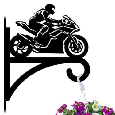 Imagem de peacoblue Ganchos de ferro para pendurar plantas internas ao ar livre, vasos de samambaias, lanterna, alimentador de pássaros, 30 x 38 cm, suporte de parede de metal resistente ao clima para varanda