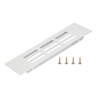 Imagem de PATIKIL Tampa de saída de ar da porta, 15 x 4 cm (dimensões externas), grade de ventilação com venezianas de alumínio, ventilação retangular com parafusos de montagem para armário de sapatos, prata