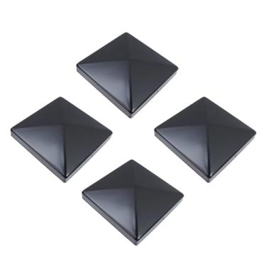 Imagem de Savagrow Tampa de poste de pirâmide de ferro resistente com parafusos adequada para postes de madeira reais de 14 cm × 14 cm ou tubo quadrado, não funciona para postes verdadeiros de 15 cm × 15 cm