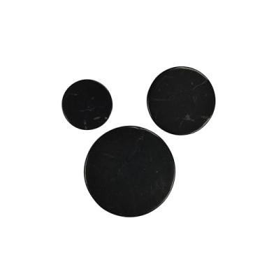 Imagem de Conjunto de 3 peças de adesivos Shungite World autênticos Shungite: 20, 30 e 40 mm placa de proteção de pedra de energia de cura genuína polida para capa de celular tablet laptop protetor de