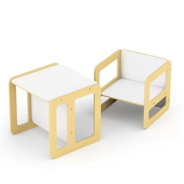 Imagem de Conjunto Mesinha E Cadeira Cubo Infantil Montessori Madeira