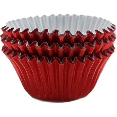 Imagem de Regency Wraps Copos de assar, à prova de gordura, antiaderentes para facilitar a remoção de cupcakes e muffins, envoltórios atraentes para um visual profissional, papel alumínio vermelho, mini (pacote