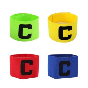 Imagem de GSHLLO 4 peças de braçadeiras ajustáveis para jovens capitães tênis C faixas de braço de capitão almofadas elásticas esportivas pulseiras unissex rúgbi hóquei braçadeiras multicoloridas braçadeira de