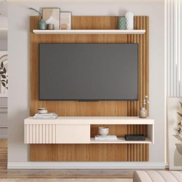 Imagem de Painel Selina Ripado 150cm para TV até 55 com Porta de Correr e Pratel