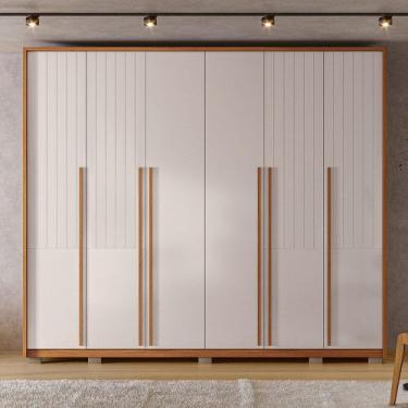 Imagem de Guarda Roupa Casal Ema com 6 Portas de Bater e 6 Gavetas em MDF OffWhi
