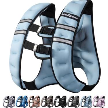 Imagem de AceSpear Colete pesado para homens e mulheres 4,5 kg/6,4 kg/8,2 kg/10,9 kg colete de peso corporal para corrida, caminhada, treino de força (azul, 5,4 kg)
