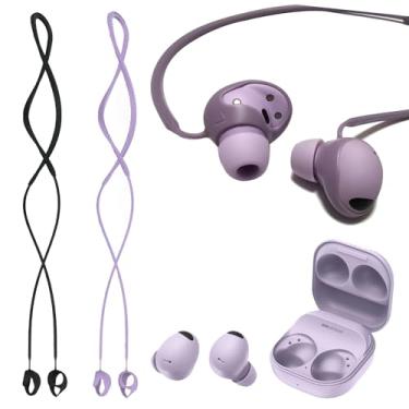 Imagem de Luckvan Capa Anti-Perda Para Fones De Ouvido Galaxy Buds Pro, 2 Peças, Pontas Reposição Samsung Buds2, Preto E Roxo