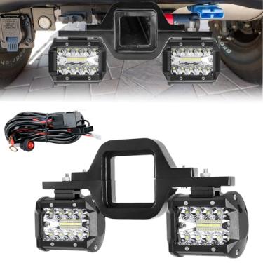 Imagem de BESTZHEYU Luzes de trabalho de LED de engate de 10 cm com suporte de engate de reboque de 7 cm e chicote de fiação, barra de luz de LED para direção off-road para caminhão, trailer, SUV, caminhonete