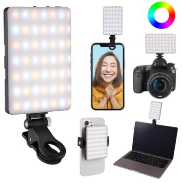 Imagem de Iluminação Selfie LED com Clipe Ajustável RGB para Celular e Notebook, Ring Light Profissional para Fotos e Vídeos, TikTok, YouTube, Streaming, Flash de Preenchimento