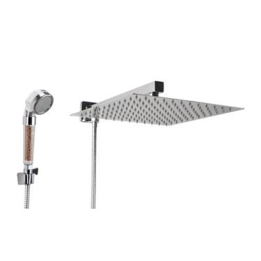Imagem de Ducha Inox 30 cm com Ducha Manual em ABS com Esferas Ionizantes - AMG 