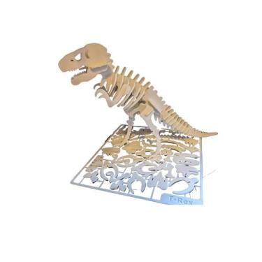 Imagem de Quebra-Cabeça 3D T-Rex em Cartão  Montagem Criativa e Decorativa - A1