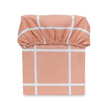 Imagem de Lençol Casal Estampado c/Elástico na Volta Toda Percal Flex 400 Fios Toque Acetinado - 40 cm de altura (Grid Rosê)