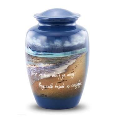 Imagem de Urna de cremação Immortal-Memories Footprints Ocean Blue Metal