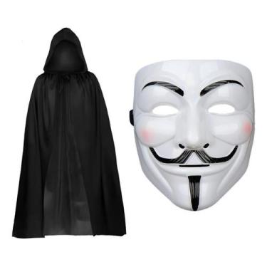 Imagem de Fantasia Halloween Mascara Capuz Capa Adulto V De Vingança - Zonaro St