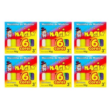 Imagem de Kit 6 Massinha De Modelar 6 Cores Magix 90g Multicolor