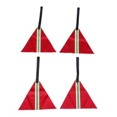 Imagem de Luqeeg 4 peças de bandeiras de segurança refletivas vermelhas, kit de acessórios de aviso de caiaque reflexivo, à prova d'água de alta visibilidade para caminhões, bicicletas, canoas de carga longa