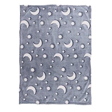 Imagem de Cobertor Luminoso Ultramacio, Brilhando No Escuro, Fibra de Poliéster Durável, Perfeito para Quarto (Cinza Azul)