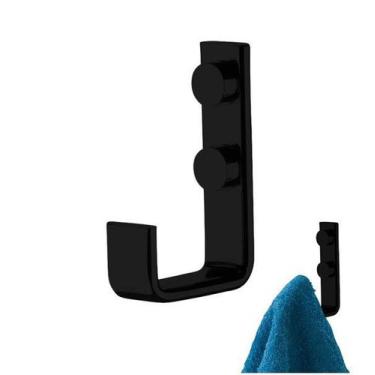 Imagem de Cabide Suporte Multiuso Porta Toalha De Parede Preto Fosco - 2314PT Fu