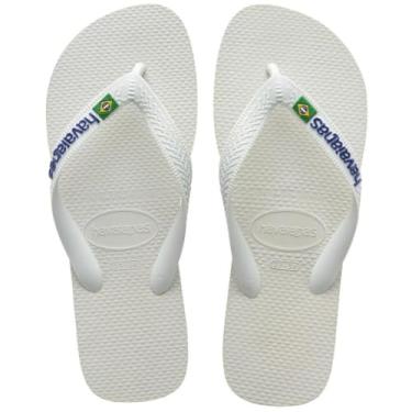 Imagem de Sandalias Havaianas Brasil Logo Havaianas Criança Unissex Branco 31/32