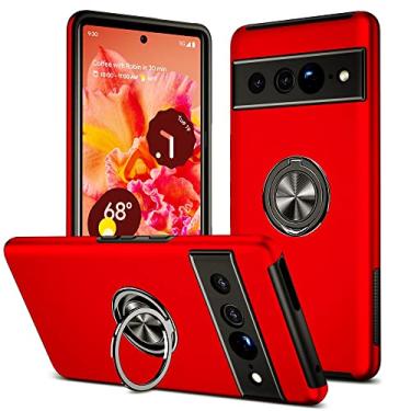 Imagem de SORAKA Capa para Google Pixel 7 Pro com suporte de anel invisível e placa de metal para montagem magnética em carro Capa rígida para PC Capa Google Pixel 7 Pro Capa resistente de nível militar
