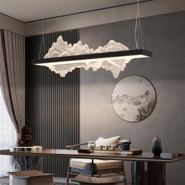 Imagem de OUFULA Contemporâneo LED Restaurante Lâmpada Pingente Estilo Chinês Retro Criatividade Bar Balcão Sala de Estar Quarto Estudo Hotel Chá Lustre (Estilo 24 L120CM)