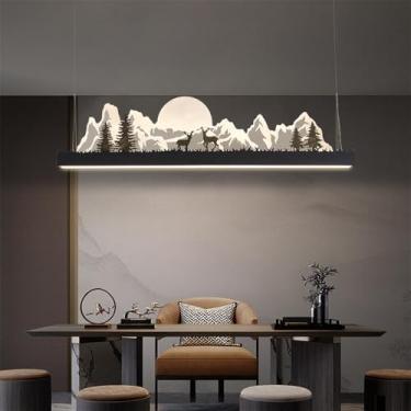 Imagem de OUFULA Contemporâneo LED Restaurante Lâmpada Pingente Estilo Chinês Retro Criatividade Bar Balcão Sala de Estar Quarto Estudo Hotel Chá Lustre (Estilo 26 L120CM)