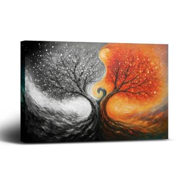 Imagem de Arte de parede em tela da árvore da vida, imagem de pintura abstrata moderna da árvore da vida, decoração de parede para sala de estar, escritório, sala de meditação, quarto, decoração de casa de