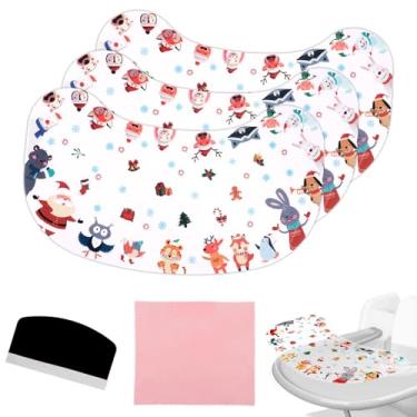 Imagem de 3 Peças Autocolantes Sucção para Stokke Tripp Trapp, Tabuleiro com Tema Natal em Forma Amendoim Autocolante Sucção Individual para Cadeira de Refeição Taças Pratos e Brinquedos de Fixação