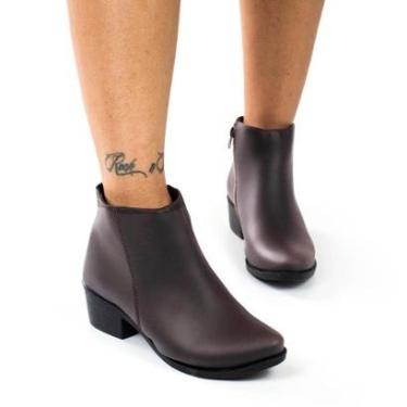 Imagem de Bota Feminina Cano Baixo Salto Zíper Confortável Leve Macia Antiderrapante-Feminino