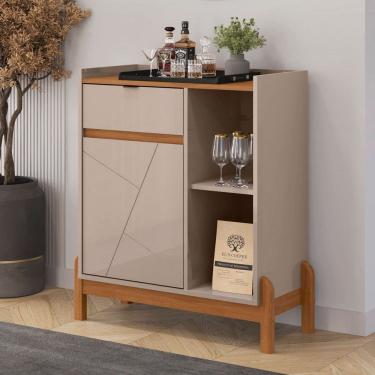 Imagem de Aparador Buffet Bauman 1 Porta 1 Gaveta Off White/Cedro - Pnr Móveis