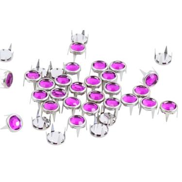 Imagem de 8 mm Rosa Fúcsia CH21 Bedazzler Recargas de Strass Predefinidas Gemagic Studs Nailheads em aros para vestuário Embelezamentos Couro Artesanato DIY Decore sapatos, cintos, tamanho de camiseta 34-50
