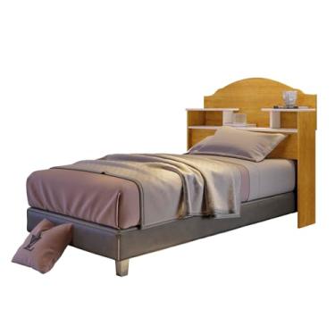 Imagem de Cabeceira Solteiro para Cama Box Evelyn com Nichos, 95 x 107 x 23 cm (NATURALE/OFF WHITE)
