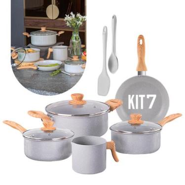 Imagem de Jogo de Panelas Brinox Easy Gris com Indução 7 Peças com Revestimento 
