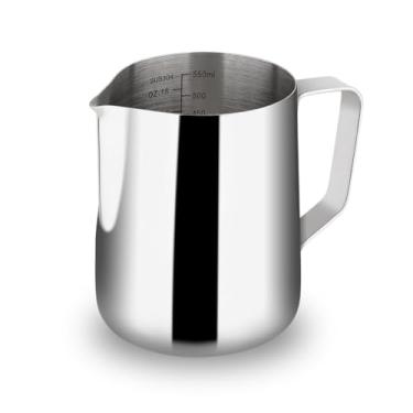 Imagem de Jarra espumante de leite de 600 ml - Jarra de espuma de leite watchget Espresso em aço inoxidável para espumar leite cappuccino latte art acessórios para máquina de café jarro de leite espumador de leite, prata
