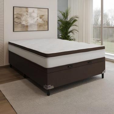 Imagem de Cama Box Casal Portobel Noah 70x138x188cm Colchão Ortopédico Molas Ensacadas Box Baú Antialérgico