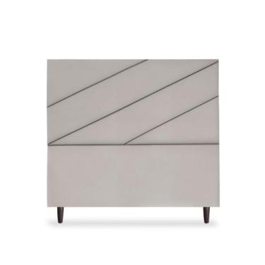 Imagem de Cabeceira de Casal Cristal 140 cm Suede Cinza Claro - Tifanny Decor