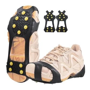 Imagem de Generic Chuteiras de gelo para botas e sapatos, aderência de neve com 10 pinos de aço para caminhadas, caminhadas na neve e no gelo