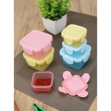 Imagem de 6 recipientes pequenos de armazenamento de alimentos, recipiente hermético para molho de condimentos, pequenos recipientes de armazenamento para freezer, tampas à prova de vazamento, lava-louças