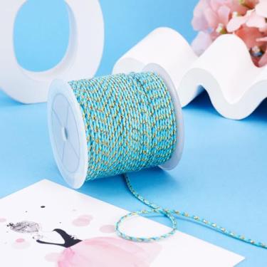 Imagem de Fio de algodão de macramê torcido de 1,5 m, 4 camadas, fio dourado, trançado, miçangas, turquesa pálida, para tricotar, fazer joias, pendurar para plantas, decoração de jardim e casa