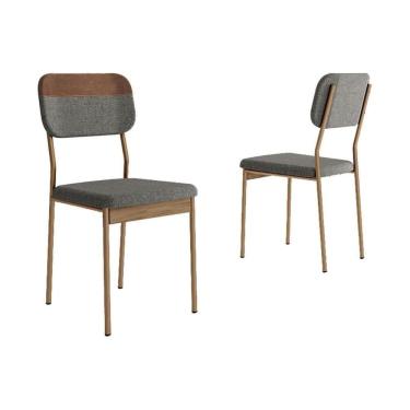 Imagem de Cadeira Sala De Jantar Valle 1755 Kit Un Rose-linho Grafite-courano Caramelo-freijo - Carraro