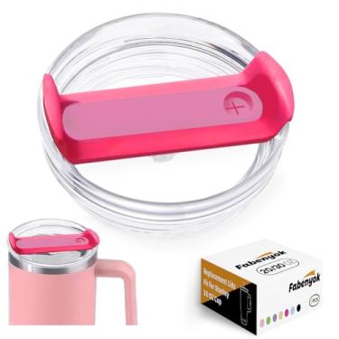 Imagem de Fabenyok Tampa de copo de substituição de 590 ml, 850 g, adequada para Stanley Cup, 1 pacote de tampas de substituição transparentes, capas de copo para acessórios Stanley Cup (transparente - rosa